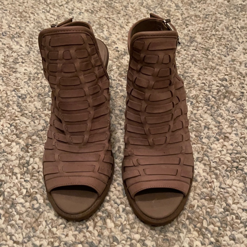 Jessica Simpson Peep Toe Open Back w/ Strap Ankle Booties